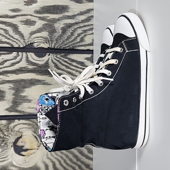 Coach Bonney Logo Butterfly Interior High Top Black Sneakers - Women's Size 8.5B - Picture 6 of 12